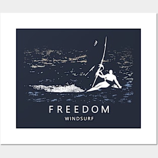 Windsurfing FREEDOM Windsurfer Planing over Ocean Sea Waves Posters and Art